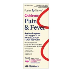 Children’s Pain Relief Foster & Thrive 160 mg Strength Acetaminophen Suspension 4 oz.
