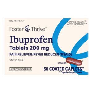 Pain Relief Foster & Thrive 200 mg Strength Ibuprofen Caplet 50 per Bottle