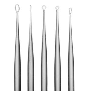 Ear Curette Pack ClearLook Round Handle 2 to 4 mm Tip Sizes Assortment of 5 Tips