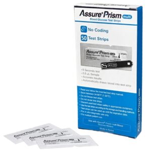 Blood Glucose Test Strips ASSURE Prism Multi Foiled Wrapped 50 Strips per Pack