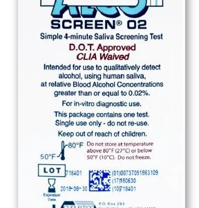 Drugs of Abuse Test Kit Alco-Screen 02 Alcohol Screen 24 Tests CLIA Waived