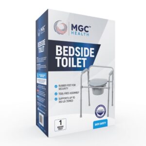 3-in-1 Commode Chair MGC Health Padded Fixed Arms Back Bar 350 lbs. Weight Capacity