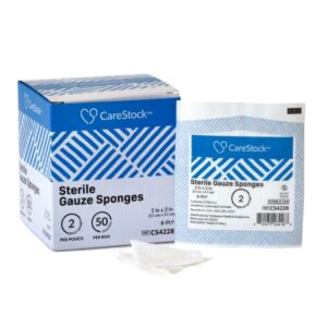 Gauze Sponge CareStock 2 X 2 Inch 8-Ply Sterile 2 per Pack