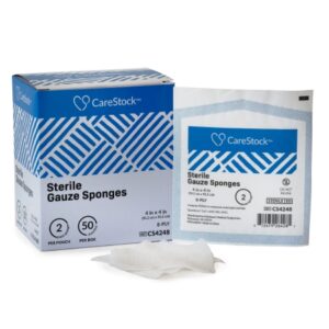 Gauze Sponge CareStock 4 X 4 Inch 8-Ply Sterile 2 per Pack