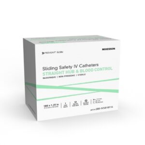 Peripheral IV Catheter Prevent SLS 18 Gauge 1-1/4 Inch Polyurethane Straight Hub Blood Control Sliding Safety
