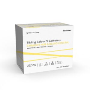 Peripheral IV Catheter Prevent SLS 24 Gauge 3/4 Inch Polyurethane Straight Hub Blood Control Sliding Safety