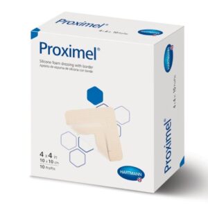 Foam Dressing Proximel 4 X 4 Inch With Border Waterproof Film Backing Silicone Adhesive Square Sterile