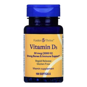 Vitamin Supplement Foster & Thrive Vitamin D3 2,000 IU Strength Softgel 100 per Bottle