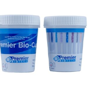 Drugs of Abuse Test Kit Premier Bio-Cup AMP500, BUP5, BZO200, COC150, EtG500, FYL10, K2-25, MET500, MTD300, OPI300, OXY100, THC50, TML100 (CR, GL, pH, NI, OX, SG) 25 Tests For Forensic Use Only
