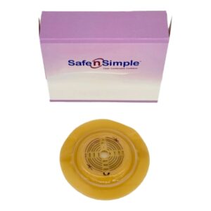 Ostomy Barrier Safe n Simple Trim to Fit, Standard Wear Adhesive Tape Borders 70 mm Flange Up to 2 Inch Opening 5 X 5 Inch