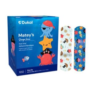 Adhesive Strip Designer Series with Stat Strip Technology 3/4 X 3 Inch Plastic Rectangle Kid Design (Matey’s) Sterile