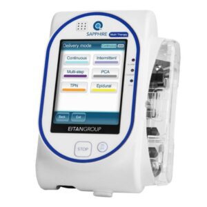 Ambulatory Infusion Pump Sapphire Rechargeable Li-Ion Battery Volumetric, Peristaltic NonWireless 1 – 999 mL in increments of 0.1 mL 01 -99.9 mL/hr in increments of 0.1 mL/hr / 100- 999 mL/hr  in increments of 1 mL/hr
