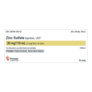 Zinc Sulfate 5 mg / mL Injection 10 mL