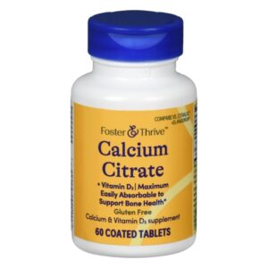 Joint Health Supplement Foster & Thrive Calcium Citrate / Vitamin D3 500 IU – 630 mg Strength Tablet 60 per Bottle