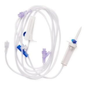 Primary IV Administration Set Medline Gravity 2 Ports 15 Drops / mL Drip Rate 108 Inch Tubing Solution
