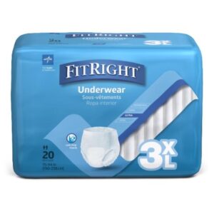 Unisex Adult Absorbent Underwear FitRight Bariatric Pull On with Tear Away Seams 3X-Large Disposable Heavy Absorbency