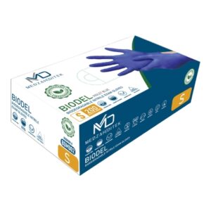 Exam Glove BIODEL Small NonSterile Nitrile Standard Cuff Length Textured Fingertips Violet Blue Chemo Tested / Fentanyl Tested