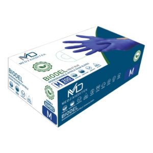 Exam Glove BIODEL Medium NonSterile Nitrile Standard Cuff Length Textured Fingertips Violet Blue Chemo Tested / Fentanyl Tested