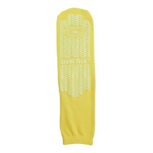 Risk Management Slipper Socks Stedi Tred Unisex Adult Large Double Tread Single Patient Use Yellow