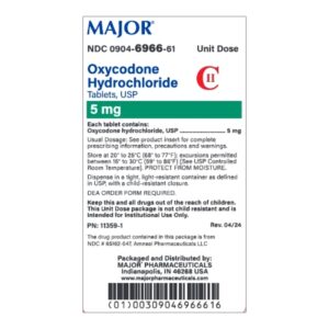 Oxycodone HCl 5 mg Tablet 100 Tablets
