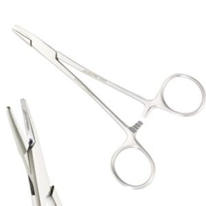 Needle Holder Euro-Med Mayo-Hegar 7-3/8 Inch Length Straight Wide Serrated Jaws Finger Ring Handle