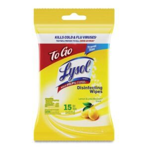 Surface Disinfectant Cleaner Lysol To Go Premoistened Manual Pull Wipe 15 Count Soft Pack Lemon Lime Blossom Scent NonSterile