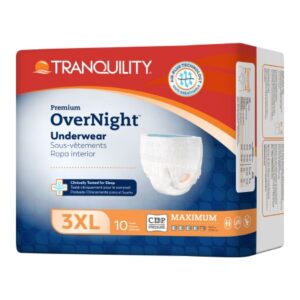 Unisex Adult Absorbent Underwear Tranquility Premium OverNight Pull On with Tear Away Seams 3X-Large Disposable Heavy Absorbency