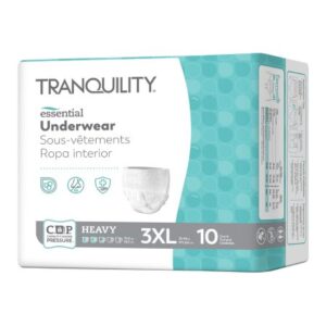 Unisex Adult Absorbent Underwear Tranquility Essential Pull On with Tear Away Seams 3X-Large Disposable Heavy Absorbency