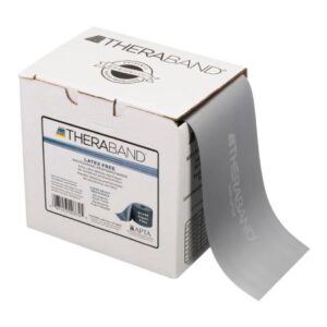 Exercise Resistance Band with Dispenser Box TheraBand Professional Silver 25 Yard Length Level 6 Resistance