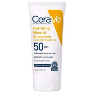 Sunscreen CeraVe Hydrating Mineral Sunscreen SPF 50 Lotion 5 oz. Tube