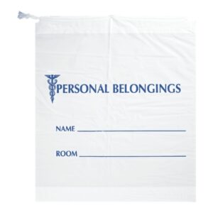 Patient Belongings Bag 18 X 20 Inch Plastic White Drawstring Closure