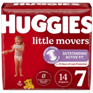 Unisex Baby Diaper Huggies Little Movers Size 7 Disposable Moderate Absorbency