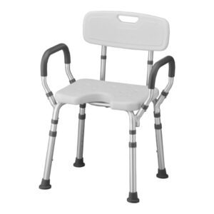 Shower Chair Nova Fixed Arms Aluminum Frame With Backrest 15-3/4 Inch Seat Width 300 lbs. Weight Capacity