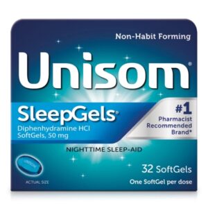 Sleep Aid Unisom Sleepgels 32 per Box Softgel 50 mg