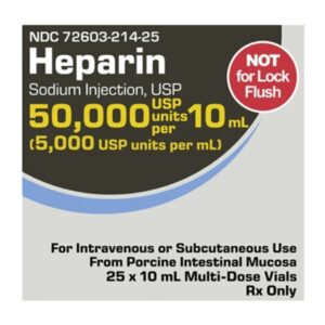 Heparin Sodium, Porcine 5,000 U / mL Injection 10 mL