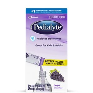 Oral Electrolyte Solution Pedialyte Powder Packs Grape Flavor 0.6 oz. Electrolyte