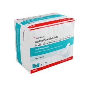 Unisex Adult Incontinence Brief  Wings Plus Size 2 / Large Disposable Heavy Absorbency