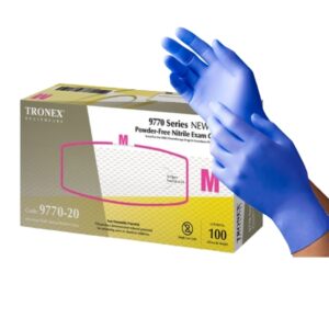 Exam Glove NEW AGE 9770 Series Medium NonSterile Nitrile Extended Cuff Length Textured Fingertips Blue Chemo Tested