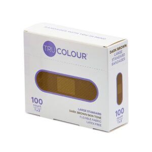 Adhesive Strip Tru-Colour 1 X 3 Inch Fabric Rectangle Dark Brown Sterile