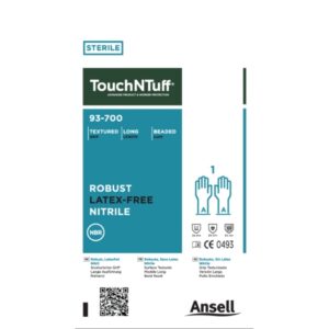 Cleanroom Glove TouchNTuff 93-700 Size 8.5 to 9 Nitrile Green 12 Inch Beaded Cuff Sterile Pair