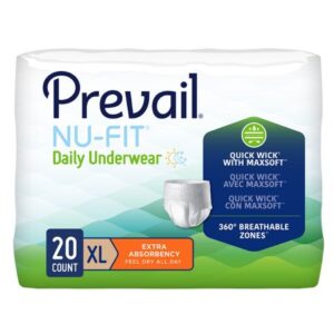 Unisex Adult Absorbent Underwear Prevail Nu-Fit Pull On with Tear Away Seams X-Large Disposable Heavy Absorbency