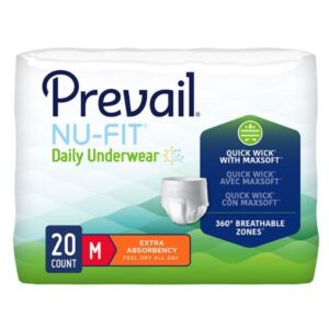 Unisex Adult Absorbent Underwear Prevail Nu-Fit Pull On with Tear Away Seams Medium Disposable Heavy Absorbency