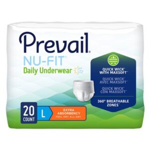 Unisex Adult Absorbent Underwear Prevail Nu-Fit Pull On with Tear Away Seams Large Disposable Heavy Absorbency