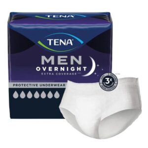 Male Adult Absorbent Underwear TENA Men Overnight Extra Coverage Pull On with Tear Away Seams Small / Medium Disposable Heavy Absorbency