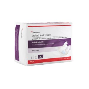 Unisex Adult Incontinence Brief Wings Overnight Size 2 Disposable Heavy Absorbency