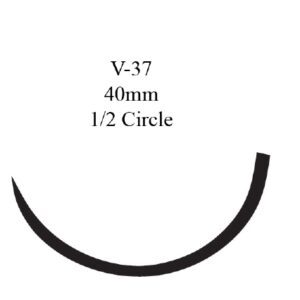 Nonabsorbable Suture with Needle Ethibond Polyester V-37 1/2 Circle Taper Cutting Needle Size 5 Braided