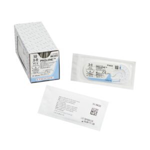 Nonabsorbable Suture with Needle Prolene Polypropylene PC-5 3/8 Circle Precision Conventional Cutting Needle Size 3-0 Monofilament