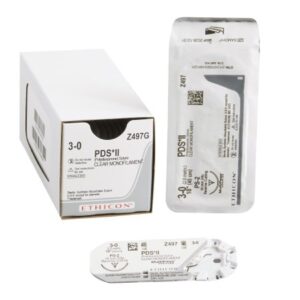Absorbable Suture with Needle PDS II Polydioxanone PS-2 3/8 Circle Precision Reverse Cutting Needle Size 3-0 Monofilament