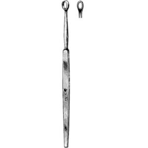 Dermal Curette Sklar Fox 5-1/2 Inch Length Solid Flat Handle 3 mm Tip Straight Fenestrated Oval Tip