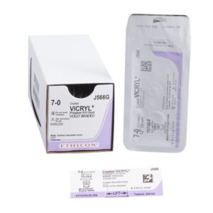 Absorbable Suture with Needle Coated Vicryl Polyglactin 910 TG140-8 3/8 Circle Spatula Needle Size 7-0 Braided
